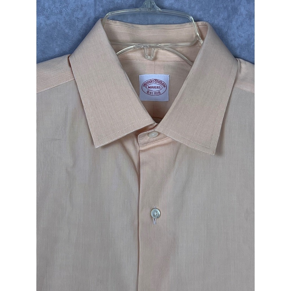 Brooks Brothers‎ Makers Mens 16" Peach Cotton Button Down Shirt Made USA